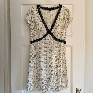Old Navy White and Black Lace Polka Dot Midi Dress